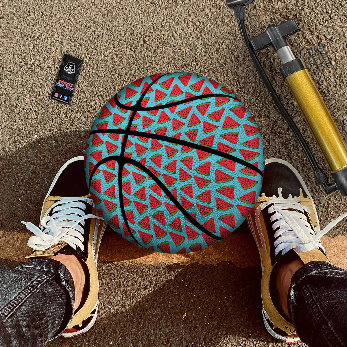 Watermelon Blue Cute Print Pattern Basketball - Image 3