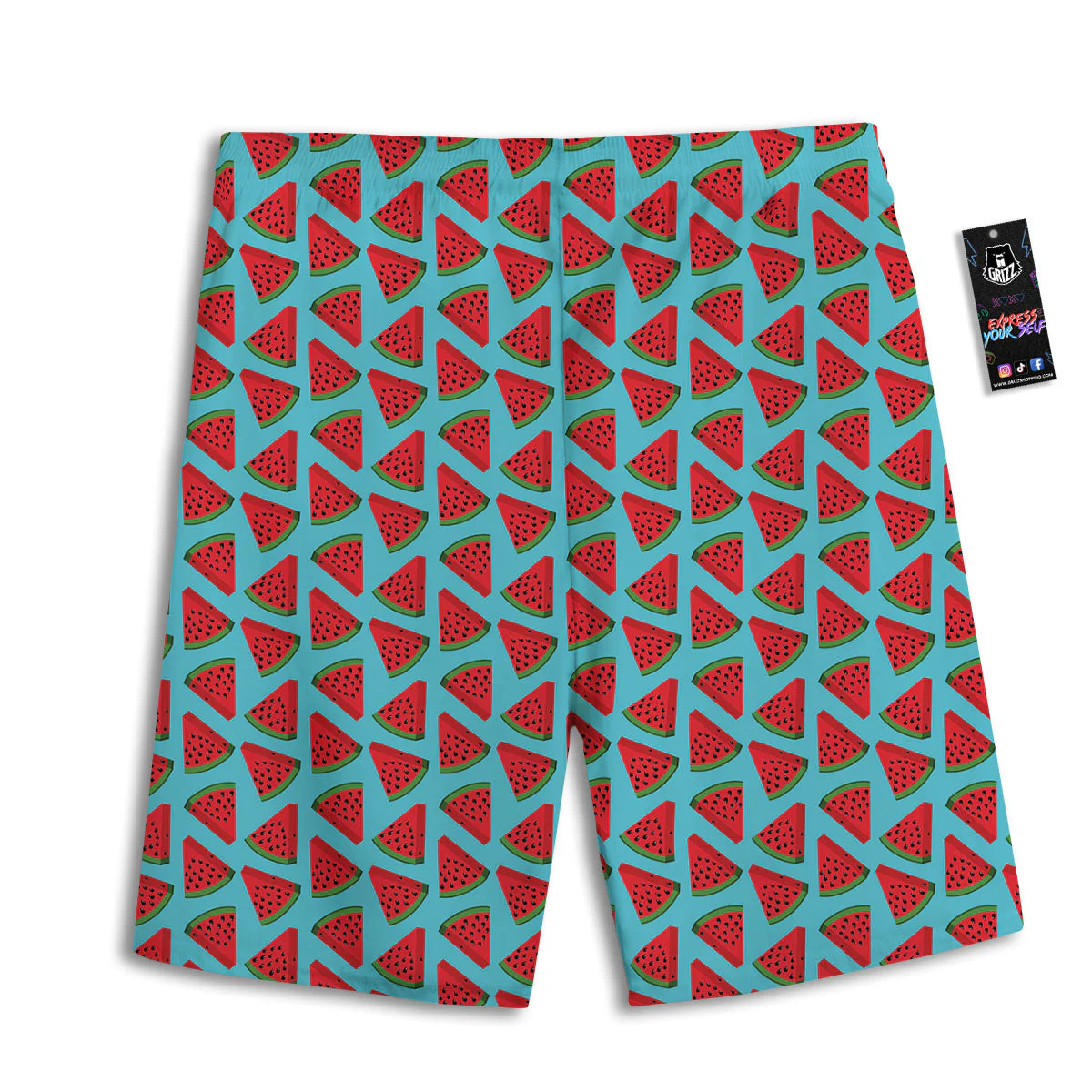 Watermelon Blue Cute Print Pattern Men's Athletic Shorts - Image 2