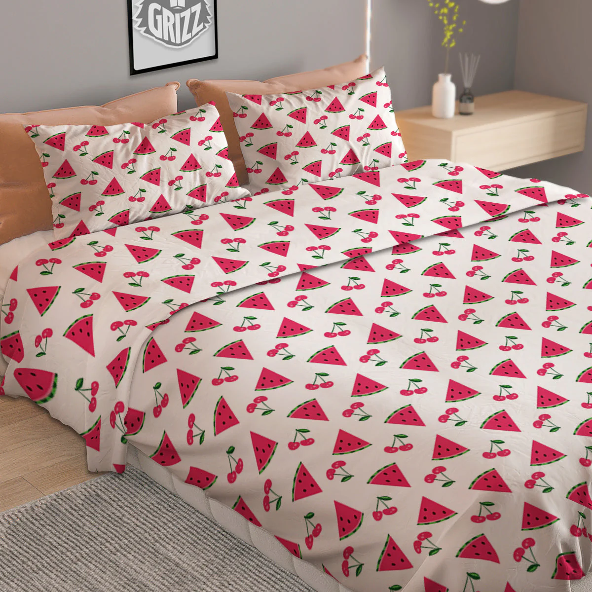 Watermelon Cute Berry Print Pattern Duvet Cover Bedding Set - Image 2