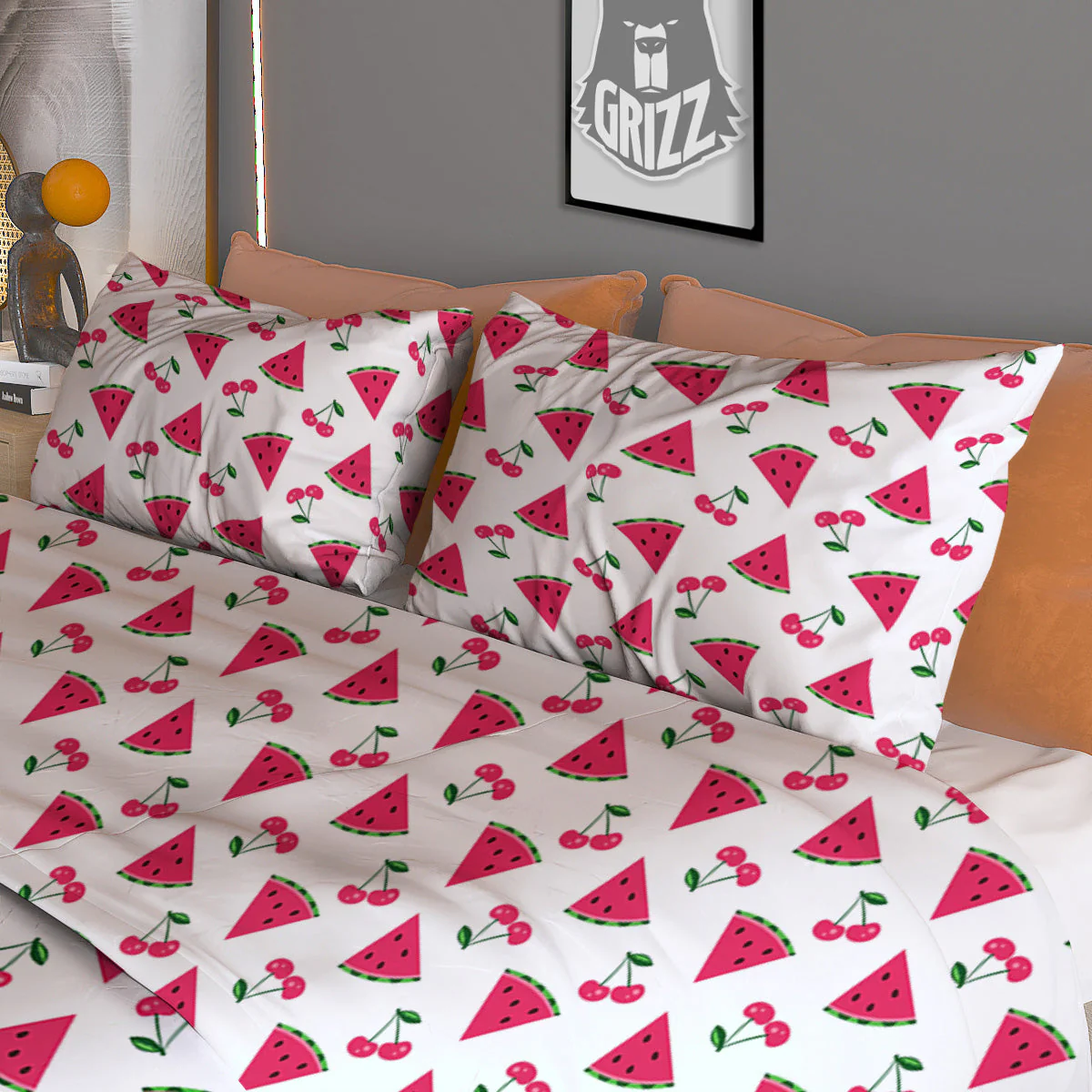 Watermelon Cute Berry Print Pattern Duvet Cover Bedding Set - Image 3