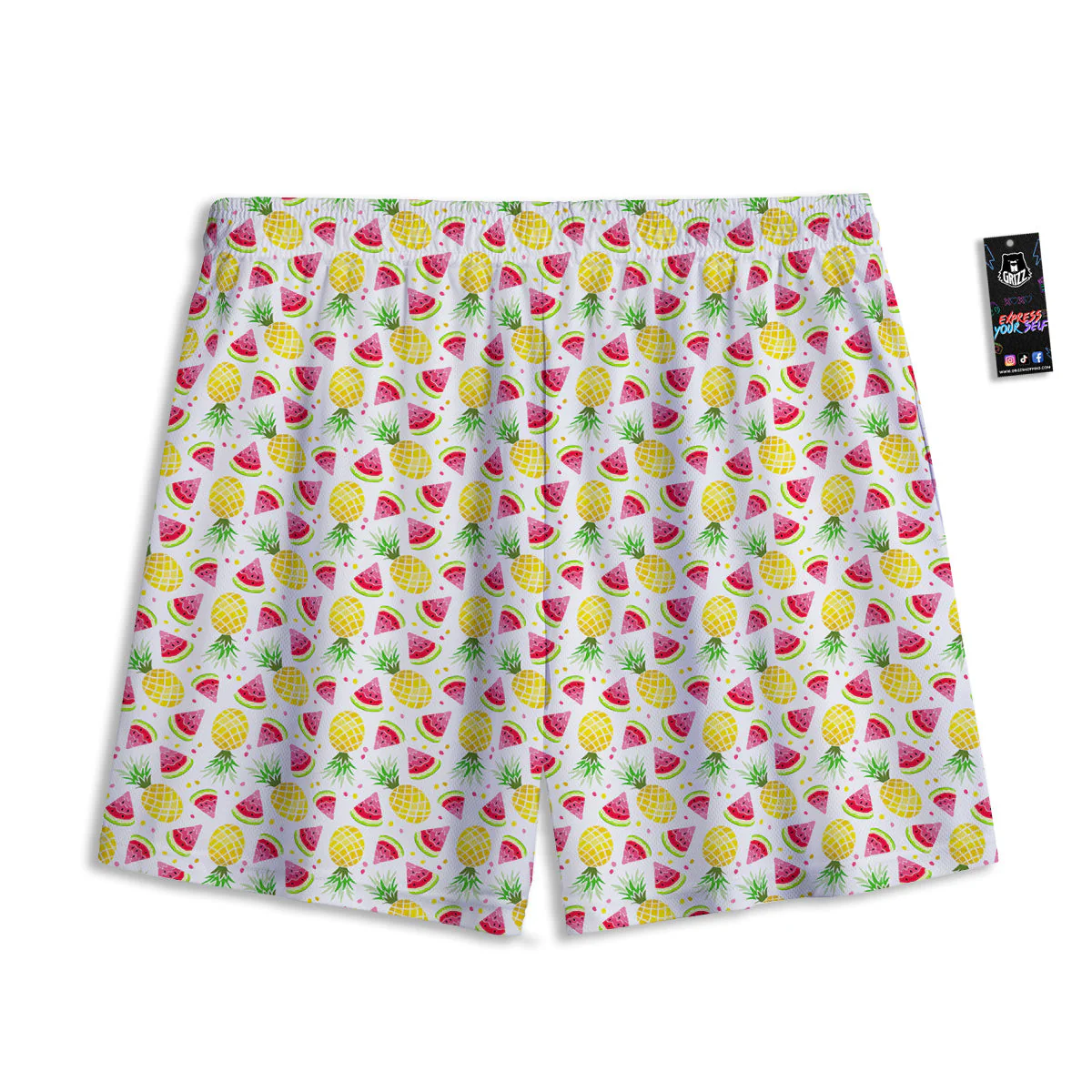 Watermelon Cute Pineapple Print Pattern Mesh Shorts - Image 2