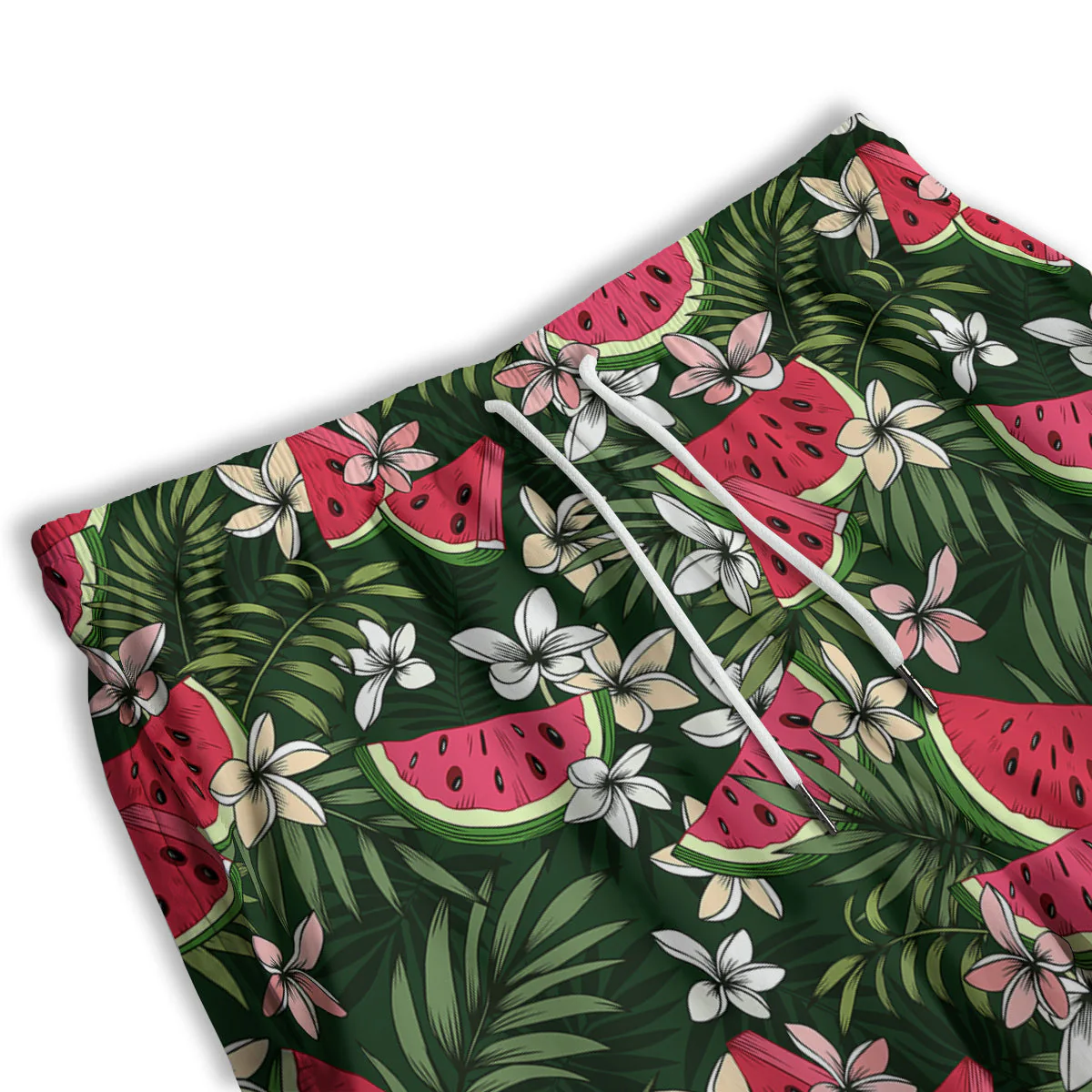 Watermelon Leaves Tropical Print Pattern Men's Athletic Shorts - Image 3