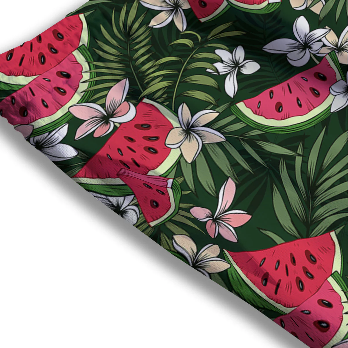 Watermelon Leaves Tropical Print Pattern Mesh Shorts - Image 3