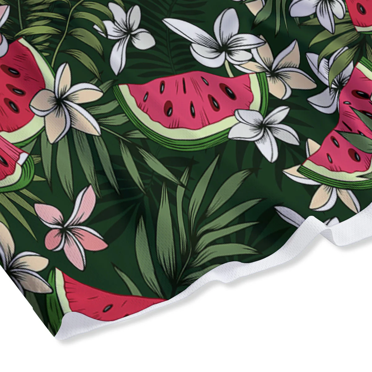 Watermelon Leaves Tropical Print Pattern Mesh Shorts - Image 4