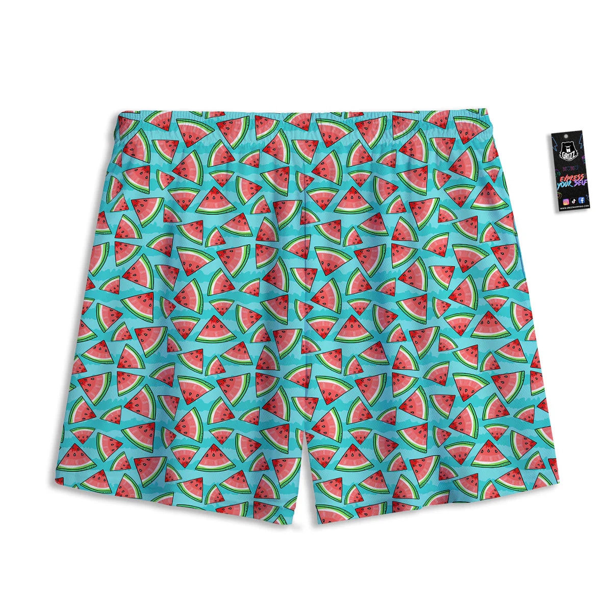 Watermelon Pieces Blue Print Pattern Mesh Shorts - Image 2
