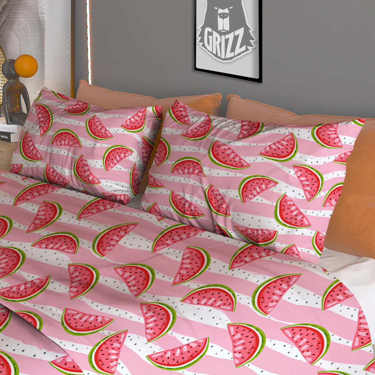 Watermelon Pieces Cute Print Pattern Duvet Cover Bedding Set - Image 3
