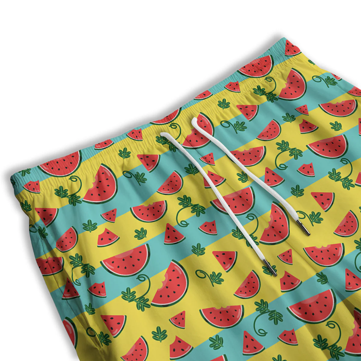Watermelon Pieces Yellow Print Pattern Men's Athletic Shorts - Image 3