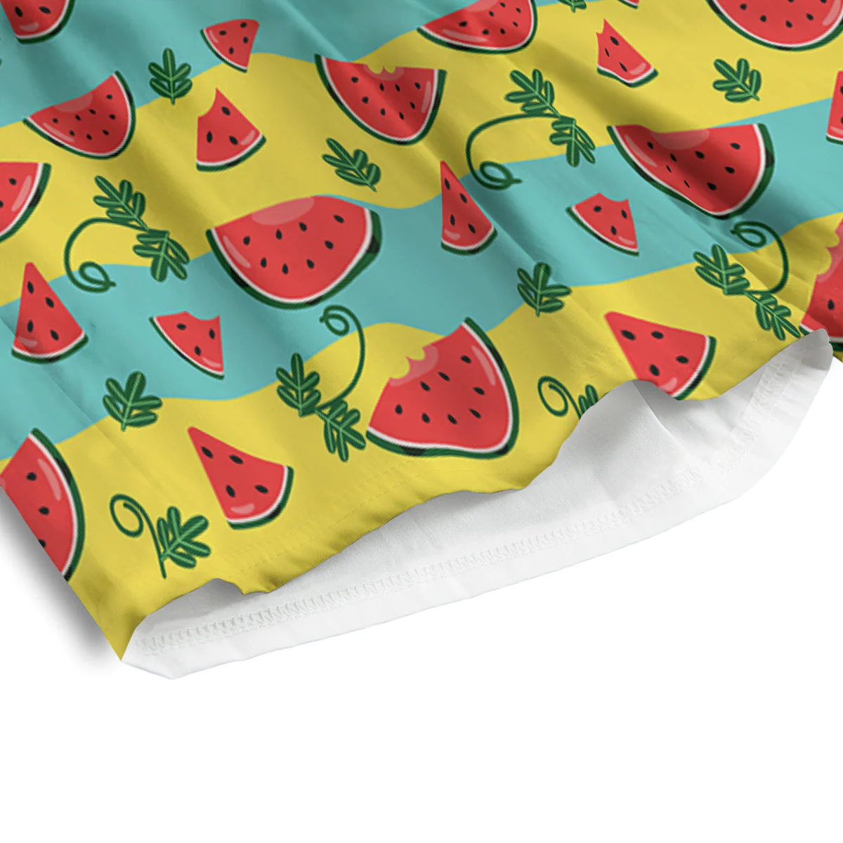 Watermelon Pieces Yellow Print Pattern Men's Athletic Shorts - Image 4