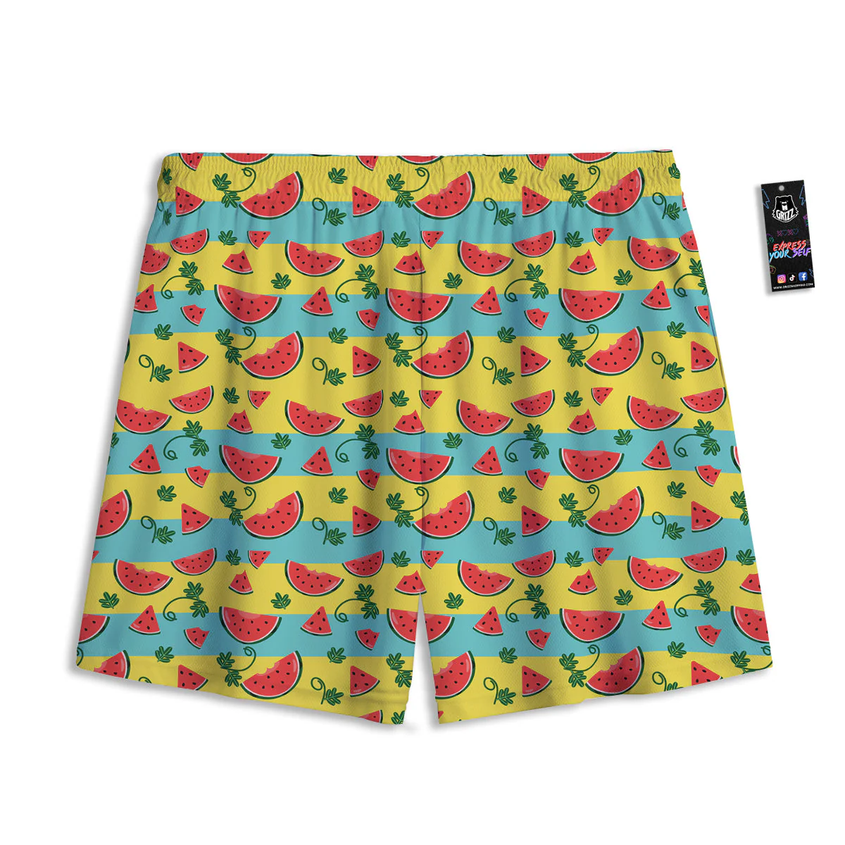 Watermelon Pieces Yellow Print Pattern Mesh Shorts - Image 2
