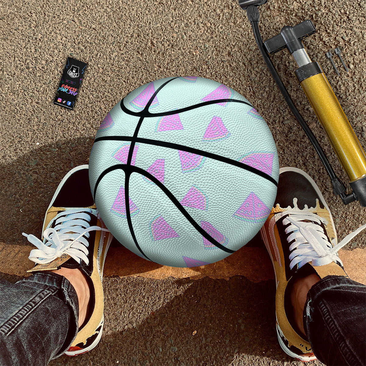 Watermelon Purple Tropical Print Pattern Basketball - Image 2