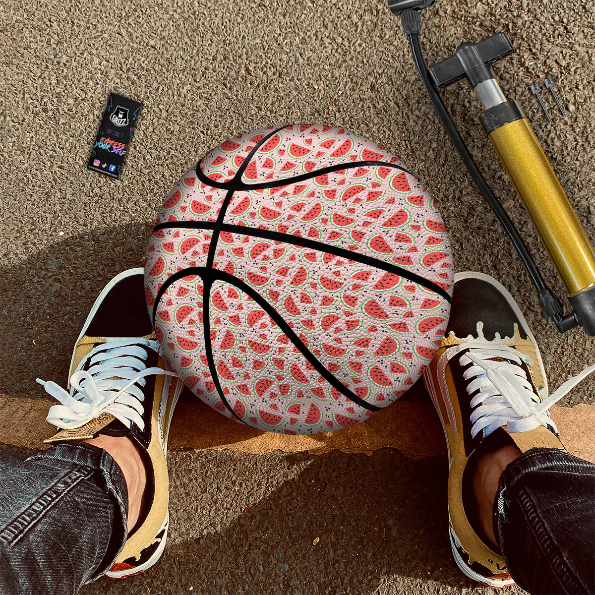 Watermelon Slices Cute Print Pattern Basketball - Image 2