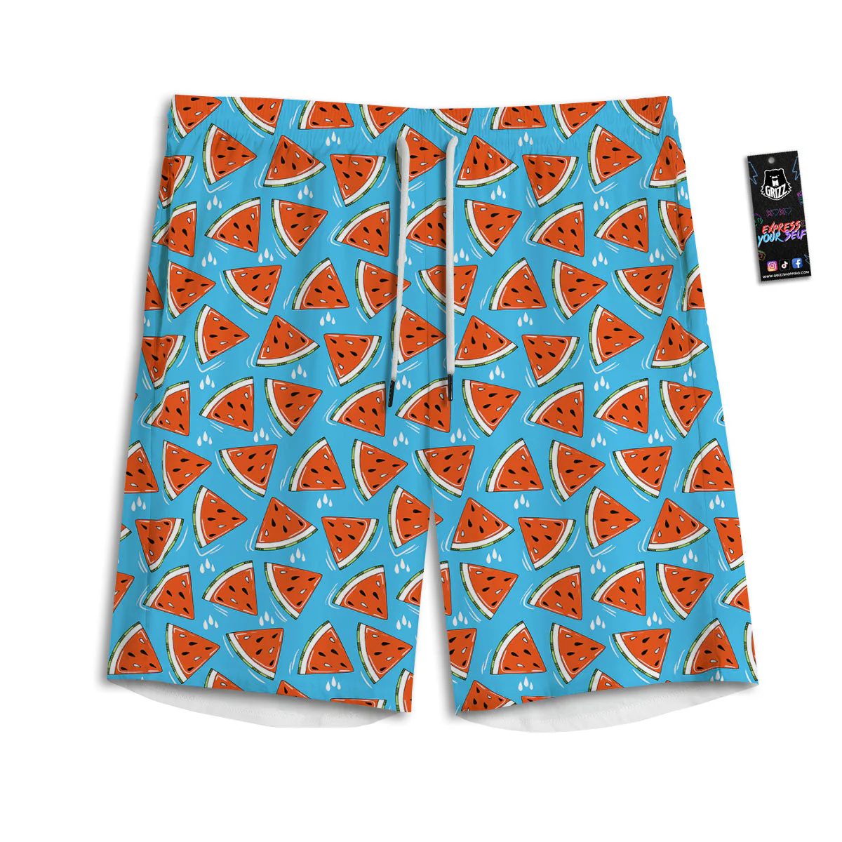 Watermelon Summer Blue Print Pattern Men's Athletic Shorts