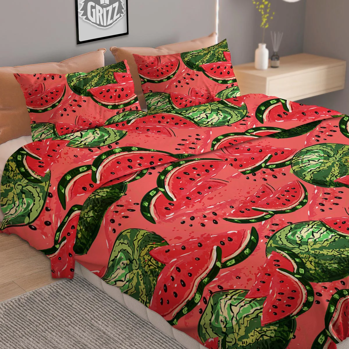 Watermelon Summer Fruits Print Pattern Duvet Cover Bedding Set - Image 2