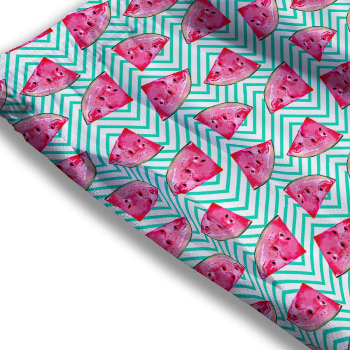 Watermelon Teal Chevron Print Pattern Mesh Shorts - Image 3