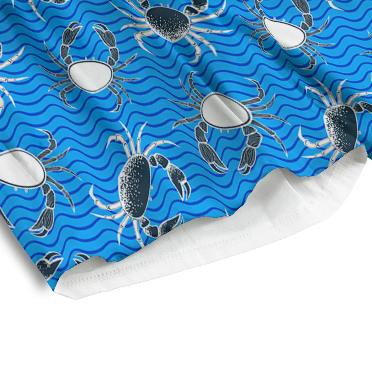 Wave Crab White And Blue Print Pattern Men's Athletic Shorts - Image 4