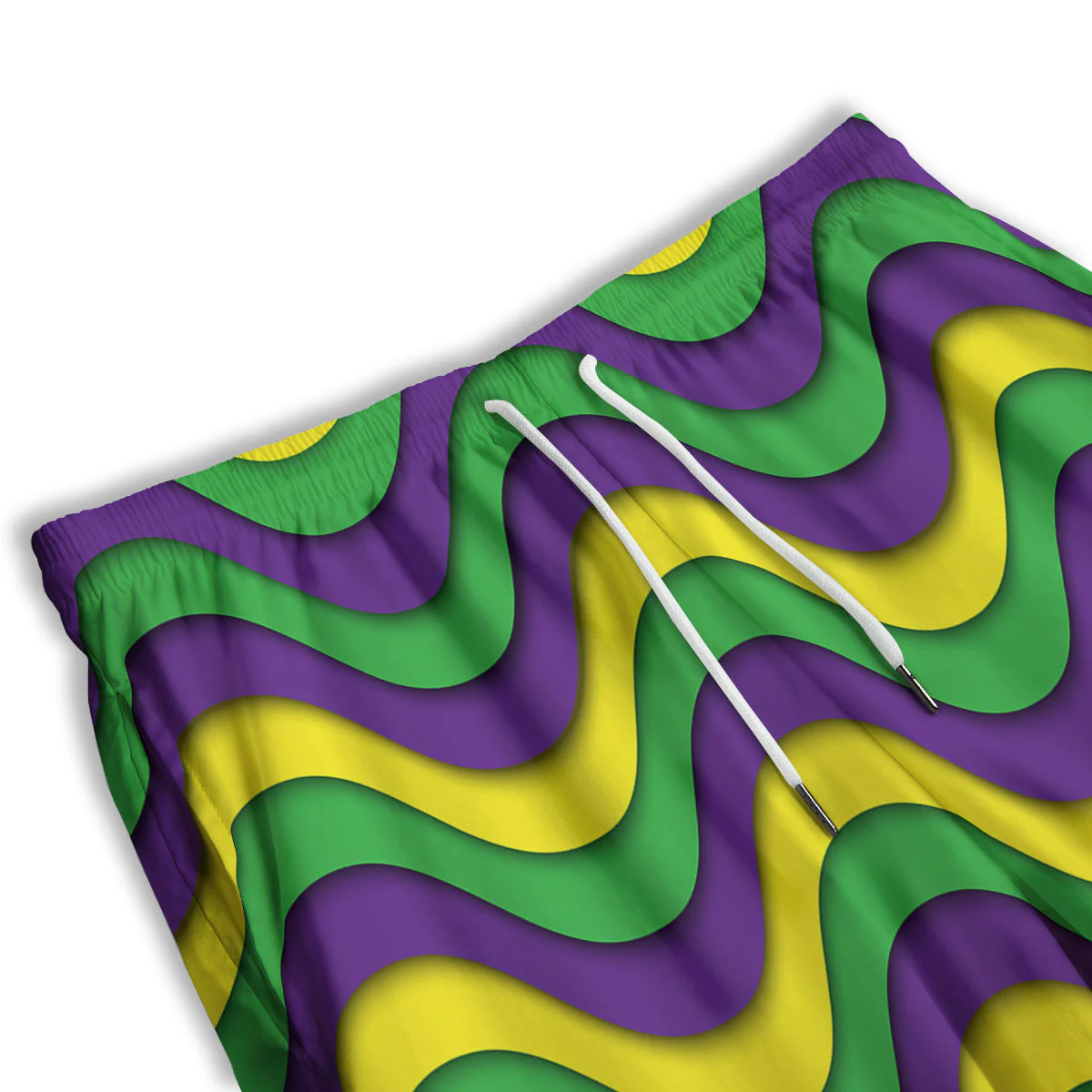 Wave Mardi Gras Print Pattern Men's Athletic Shorts - Image 3