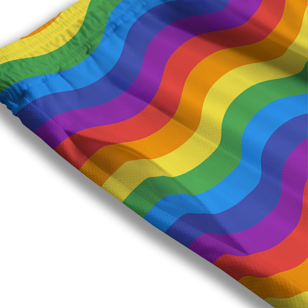 Wave Rainbow Print Pattern Mesh Shorts - Image 3
