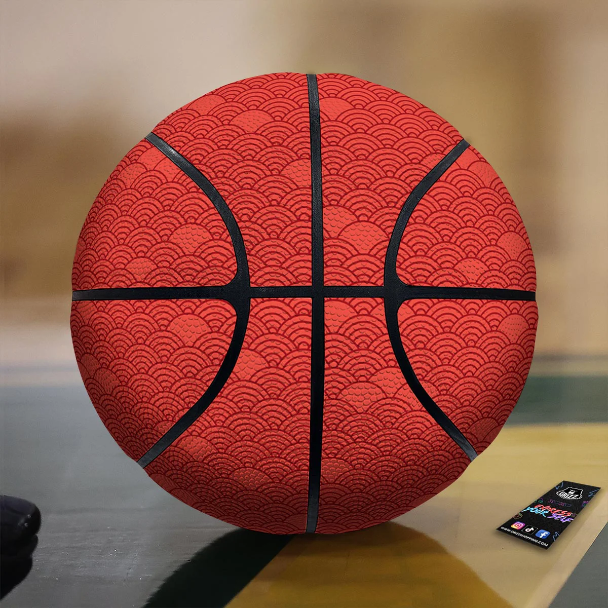 Wave Red Japanese Print Pattern Basketball