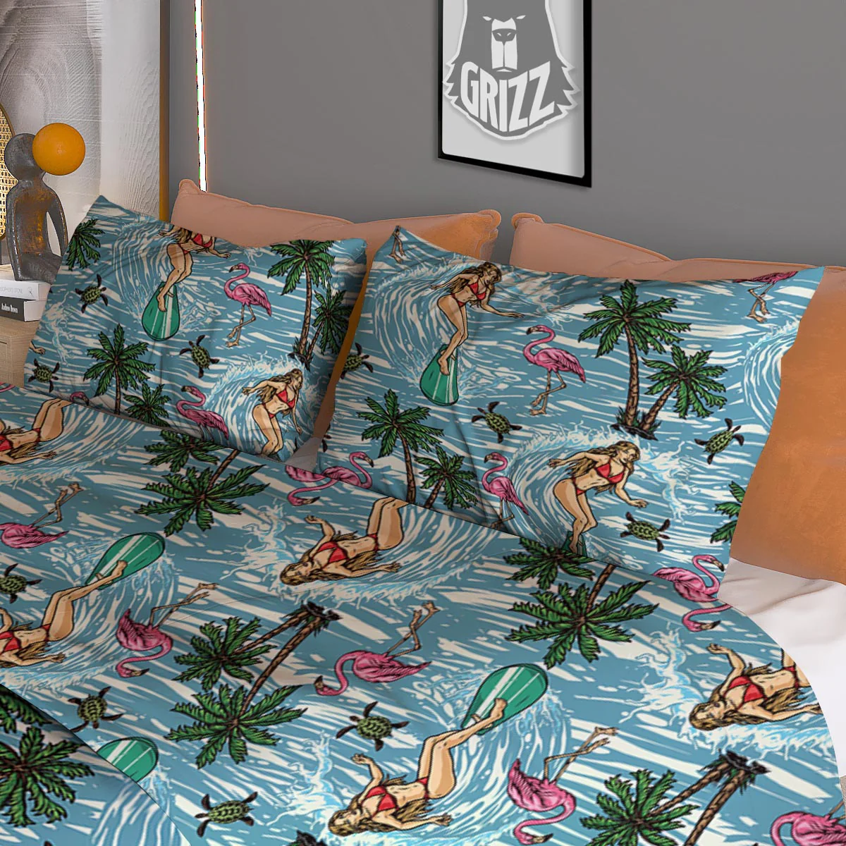 Wave Surfing Print Pattern Duvet Cover Bedding Set - Image 3