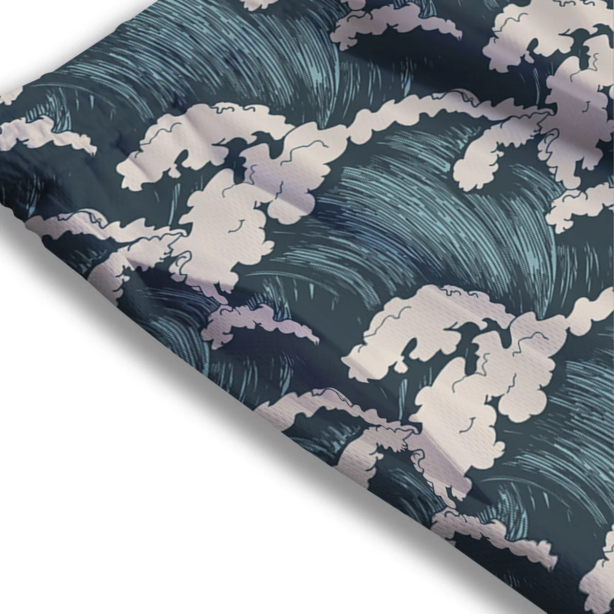 Wave Water Print Pattern Mesh Shorts - Image 3