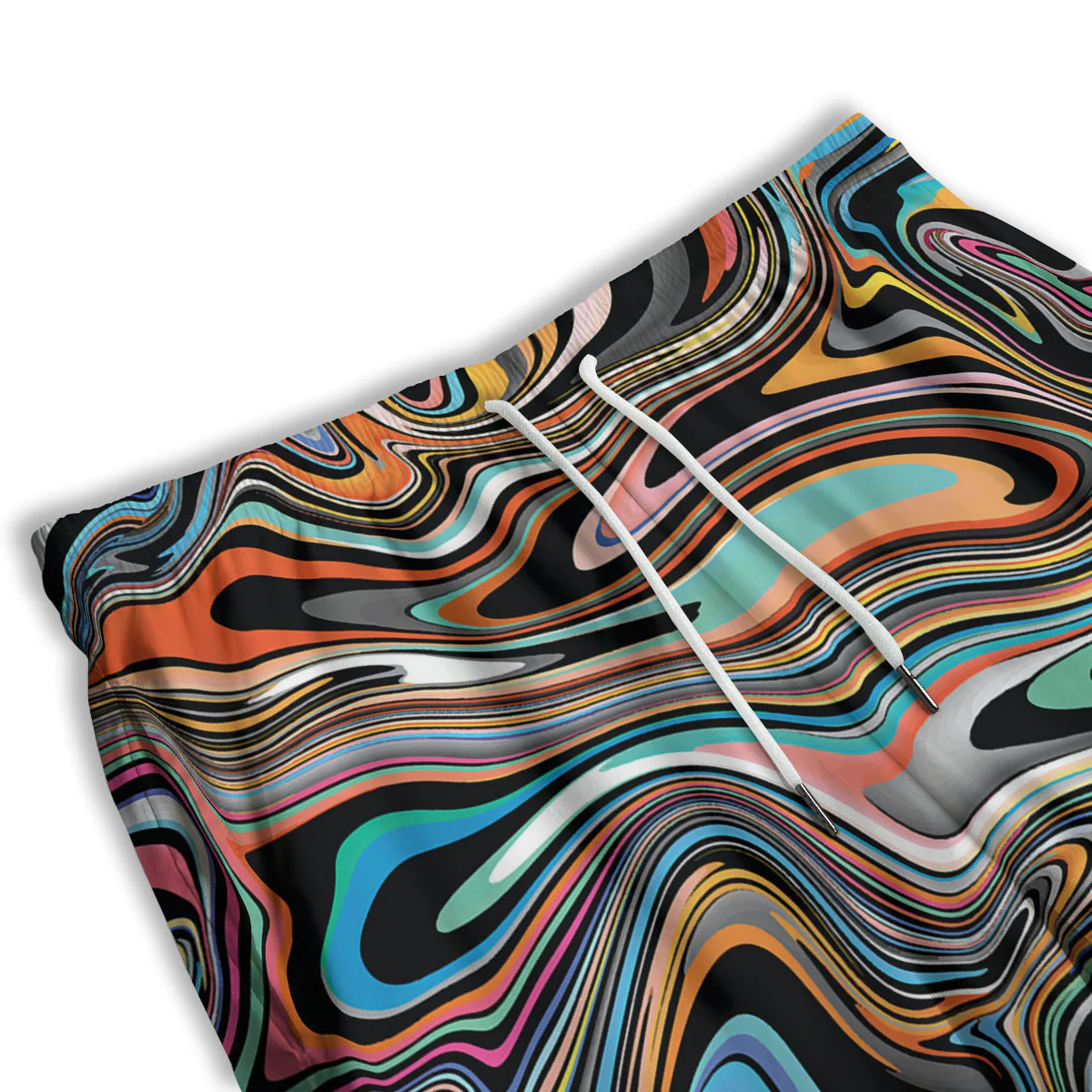 Wavy Psychedelic Print Pattern Men's Athletic Shorts - Image 3