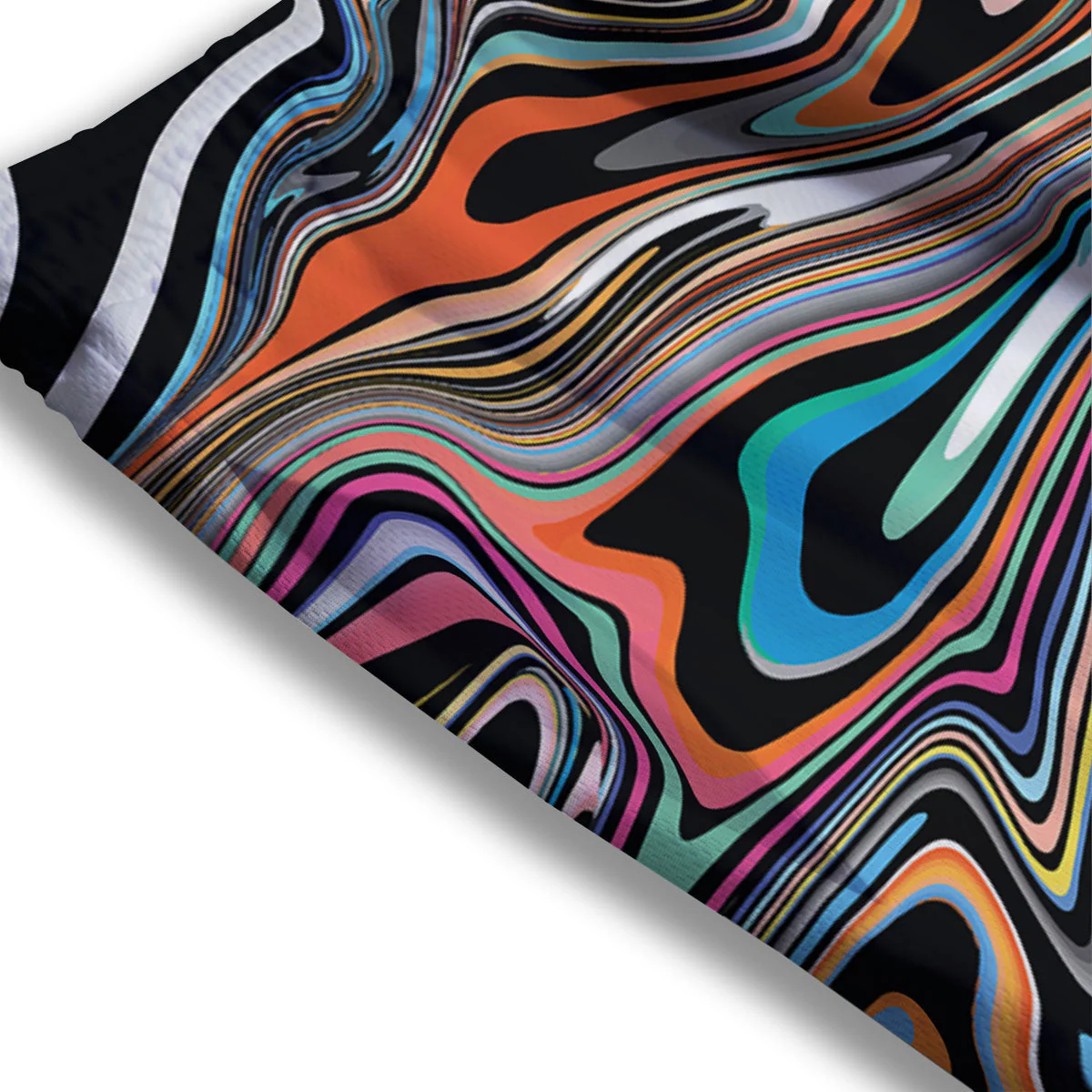Wavy Psychedelic Print Pattern Mesh Shorts - Image 3