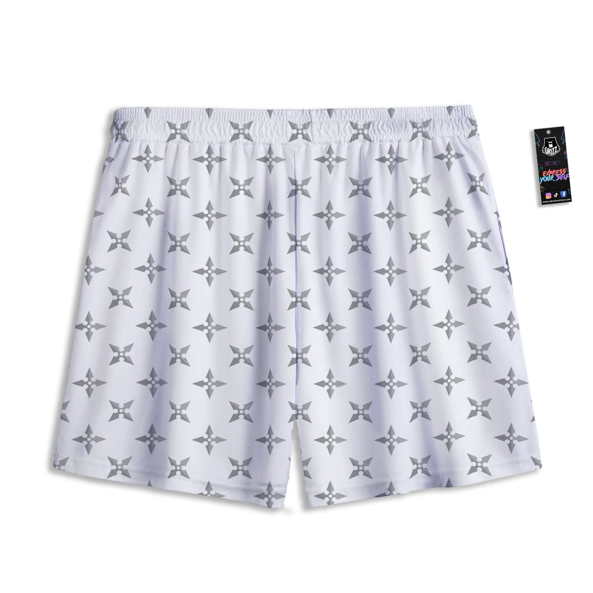 Weapon Ninja Print Pattern Mesh Shorts - Image 2