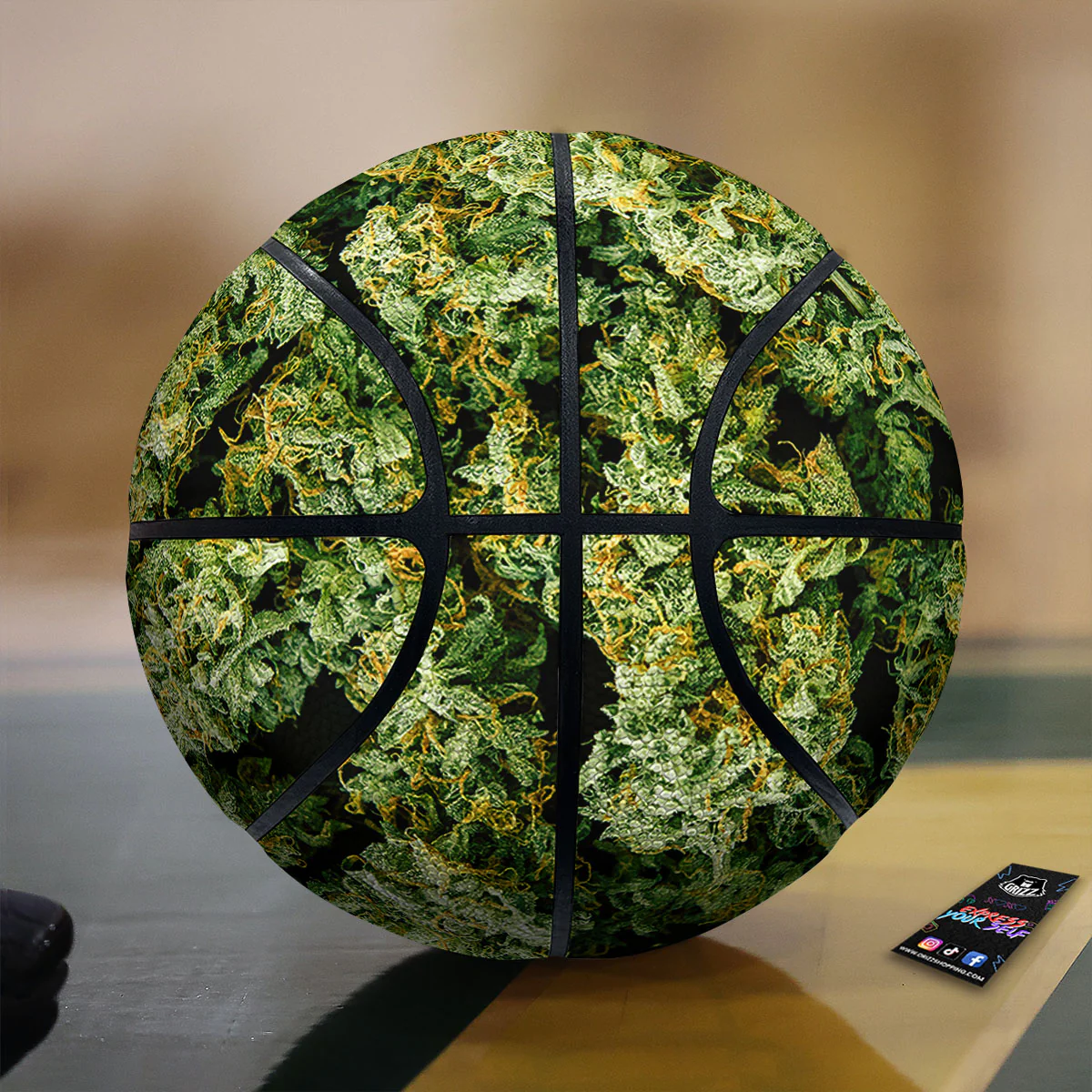 Weed Green Print Basketball