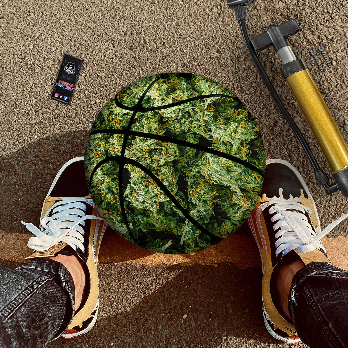 Weed Green Print Basketball - Image 2