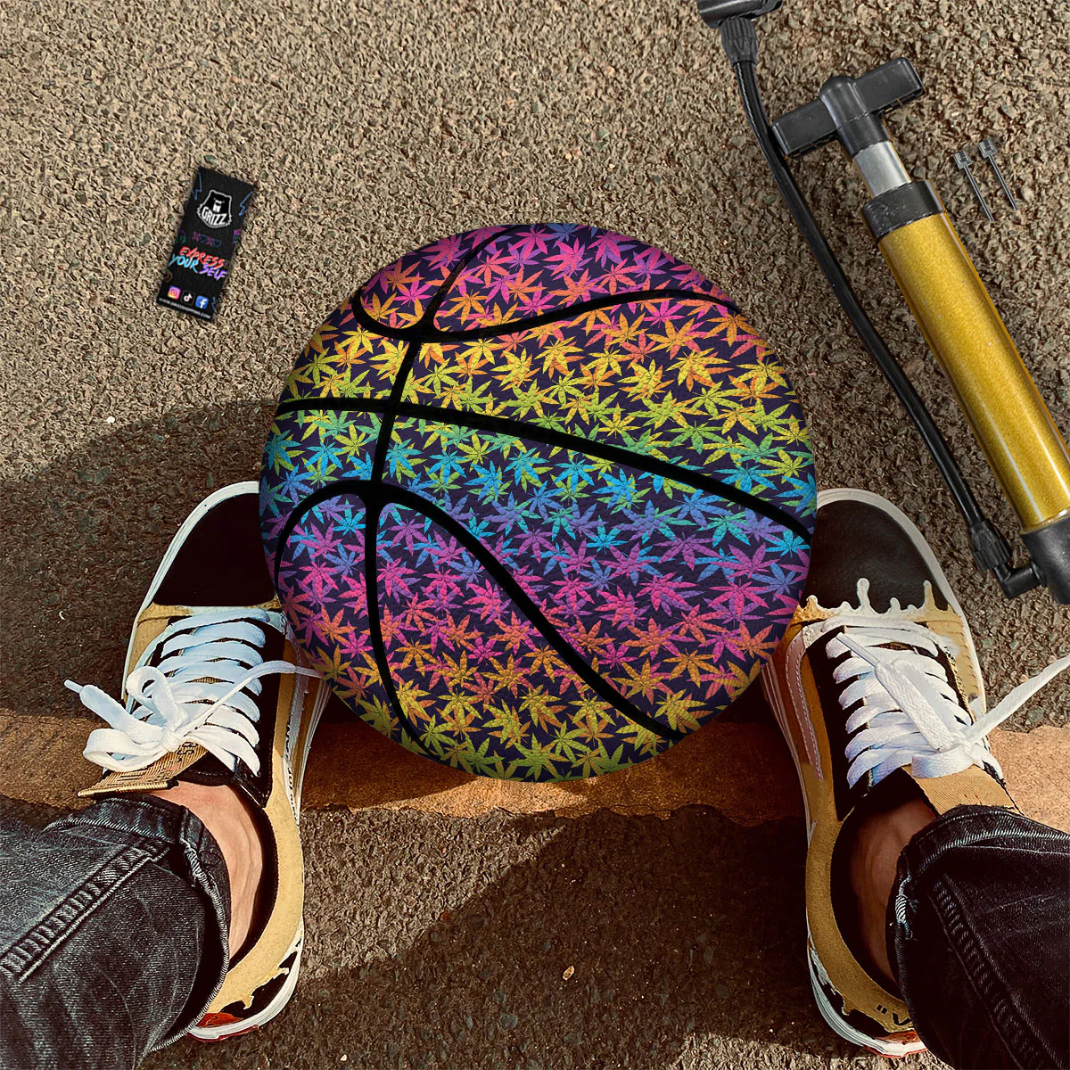 Weed Leaf Colorful Print Pattern Basketball - Image 3