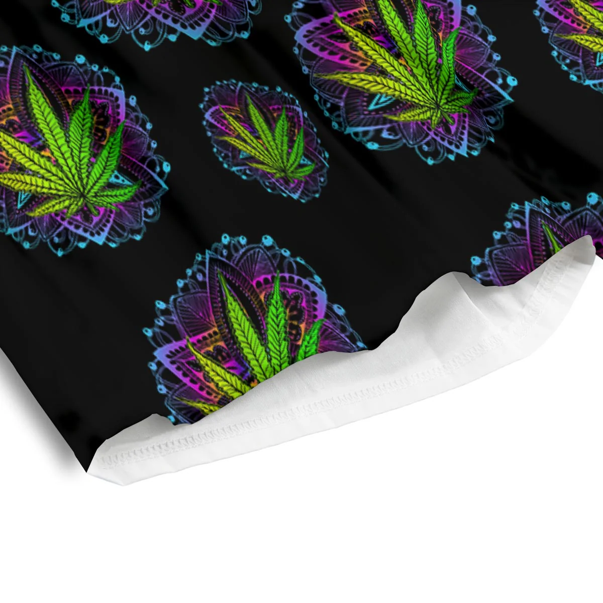 Weed Leaf Trippy Print Pattern Men's Athletic Shorts - Image 4