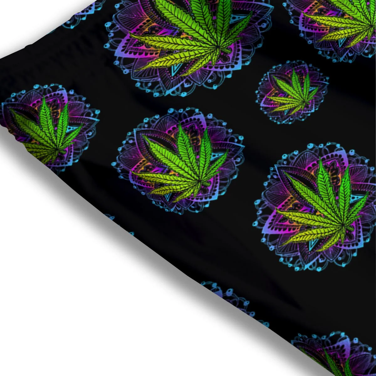 Weed Leaf Trippy Print Pattern Mesh Shorts - Image 3