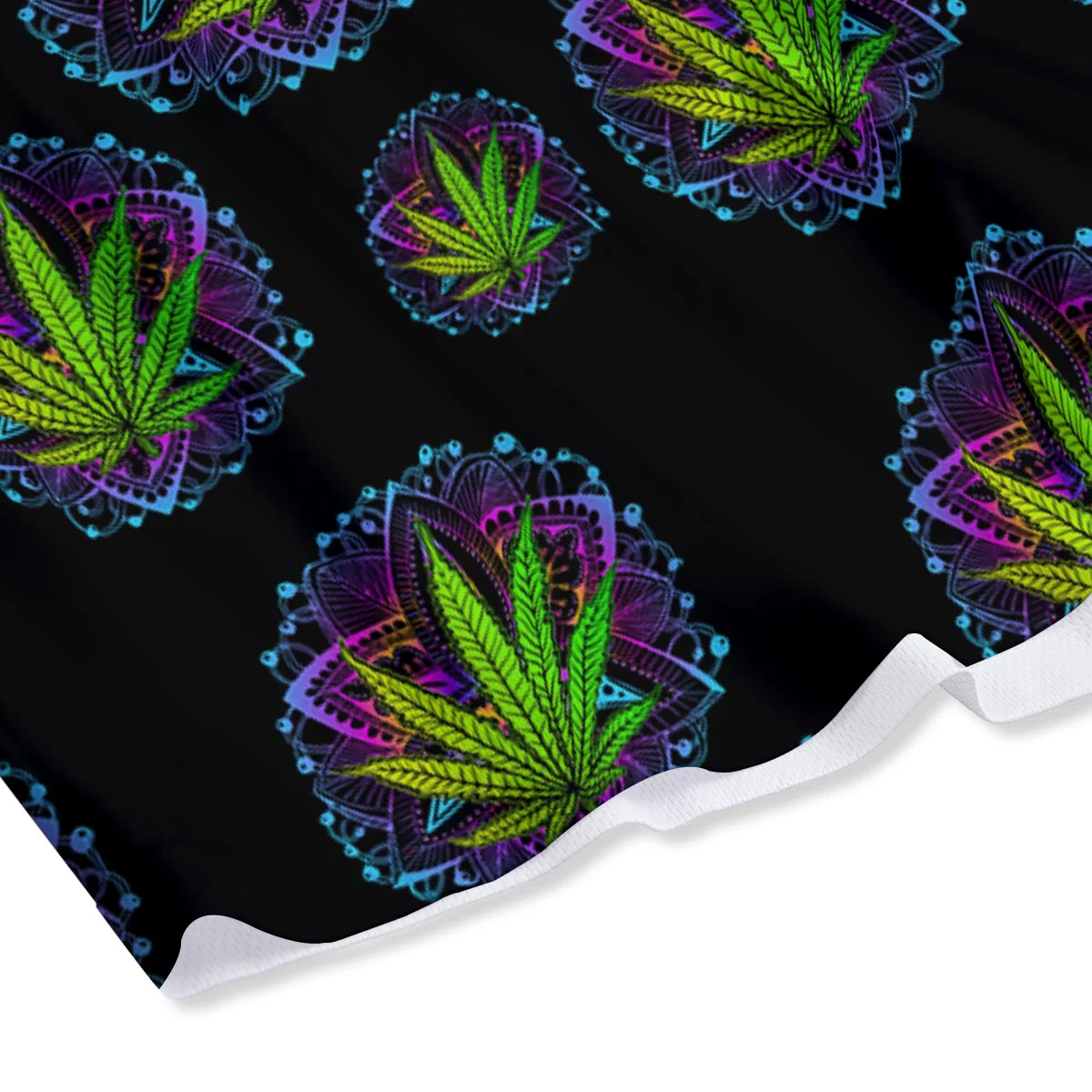 Weed Leaf Trippy Print Pattern Mesh Shorts - Image 4