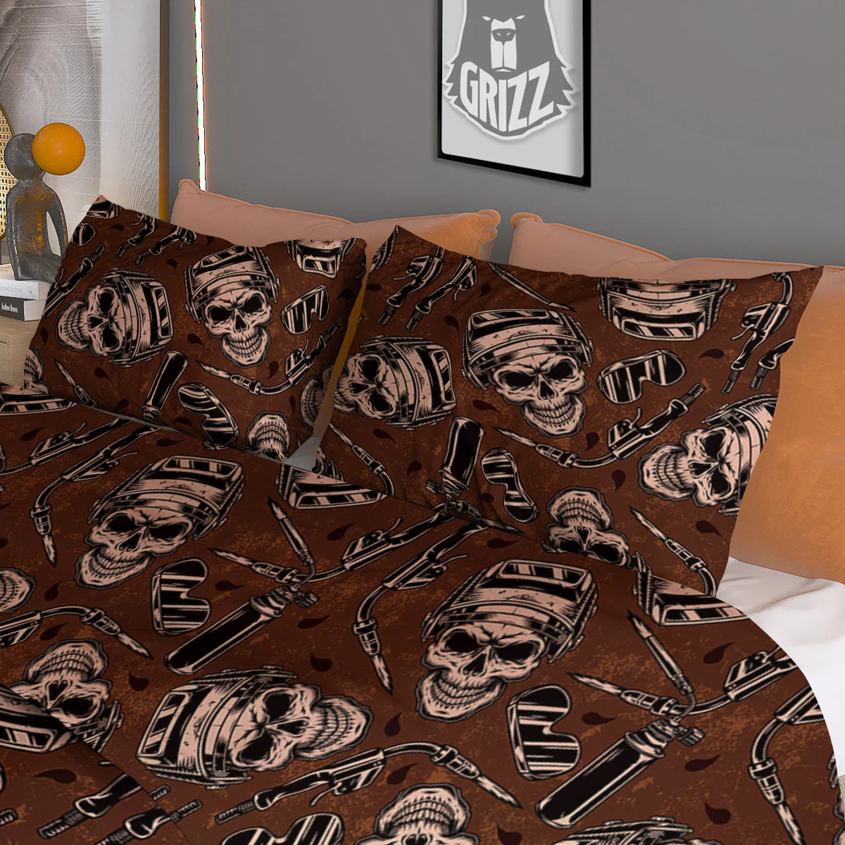 Welder Skull Print Pattern Duvet Cover Bedding Set - Image 3