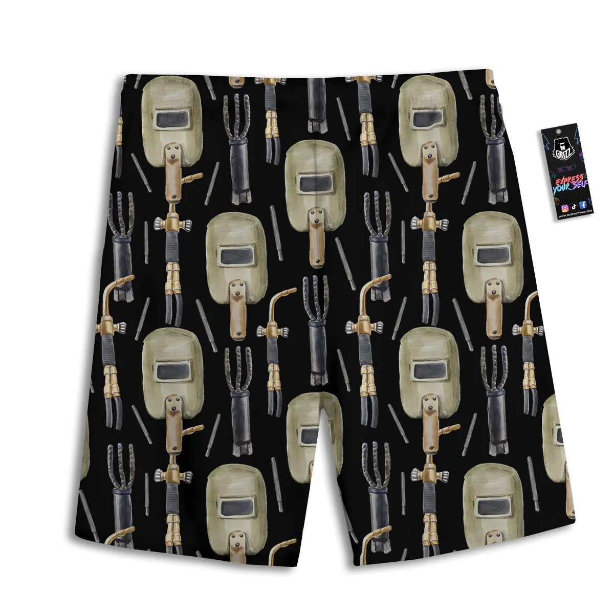 Welder Watercolor Print Pattern Men's Athletic Shorts - Image 2