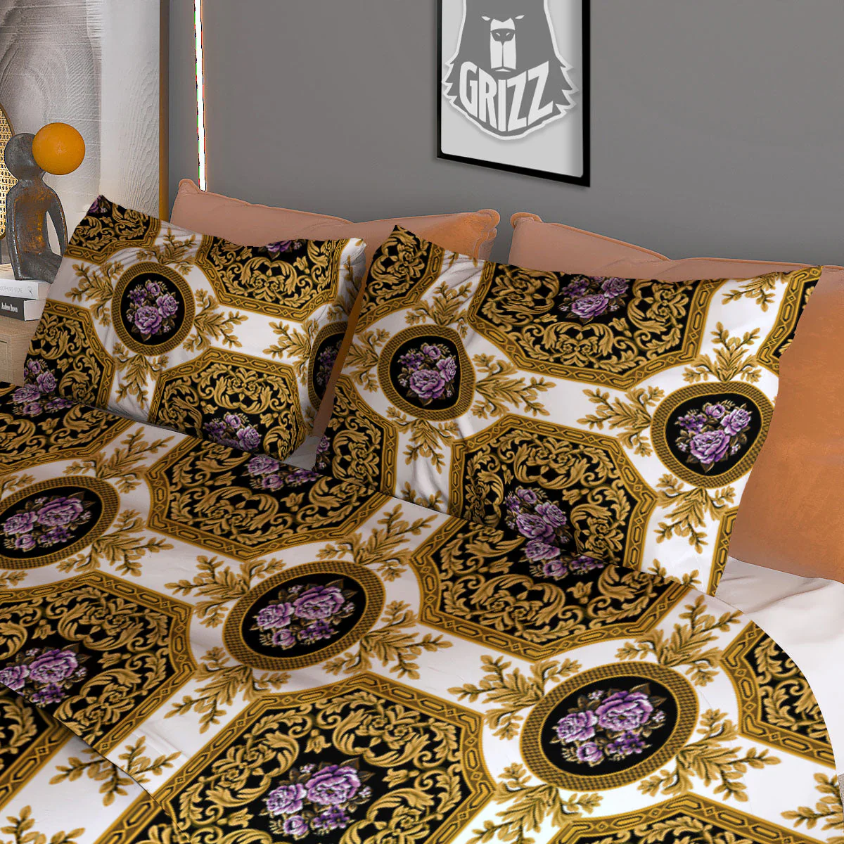 Western Damask Ornamental Print Duvet Cover Bedding Set - Image 3