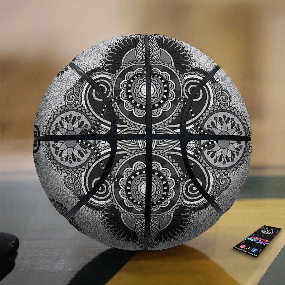 Western Floral Grey And Black Print Basketball