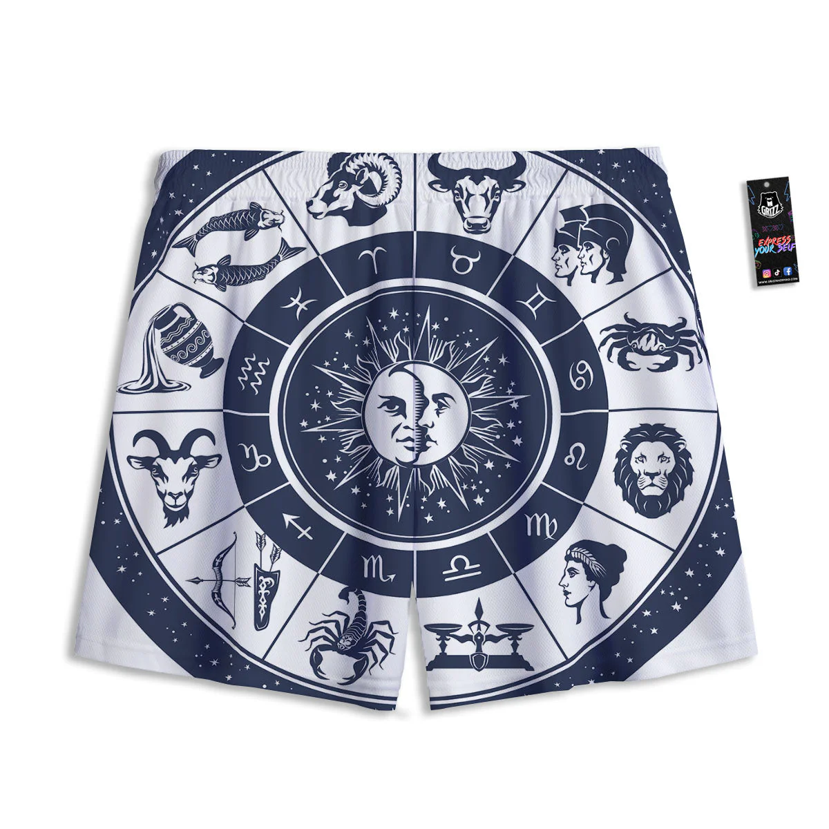 Wheel Zodiac Signs Print Mesh Shorts - Image 2