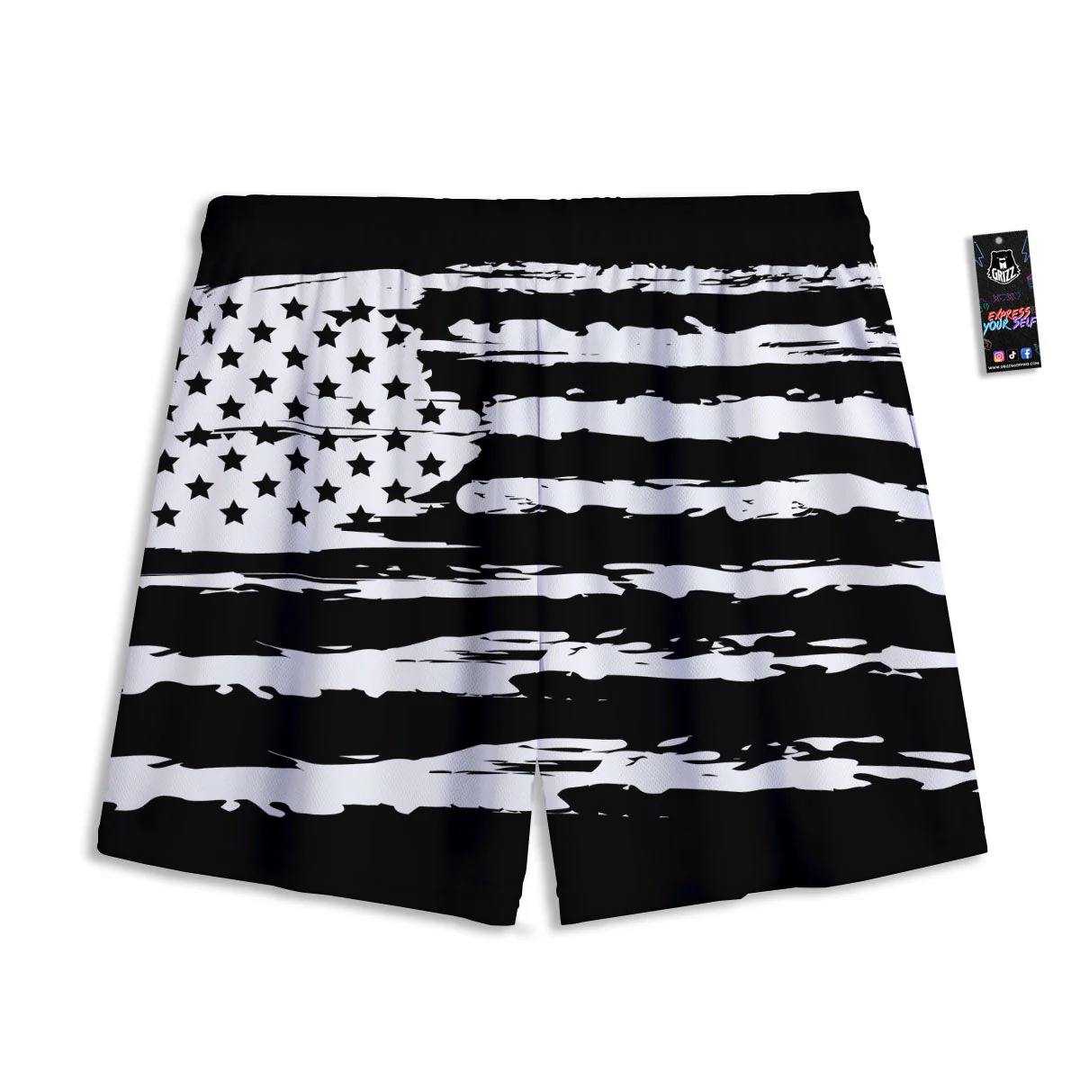 White And Black USA Flag Print Mesh Shorts - Image 2
