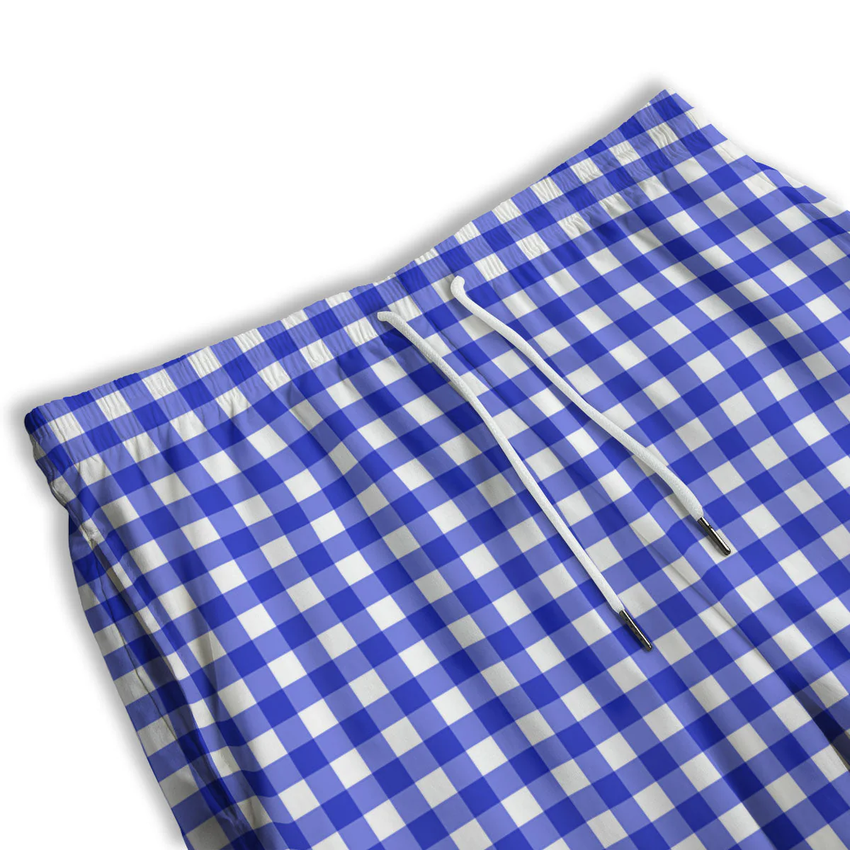 White And Blue Check Print Pattern Men's Athletic Shorts - Image 3