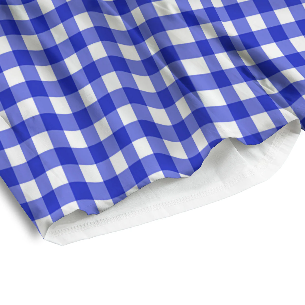 White And Blue Check Print Pattern Men's Athletic Shorts - Image 4