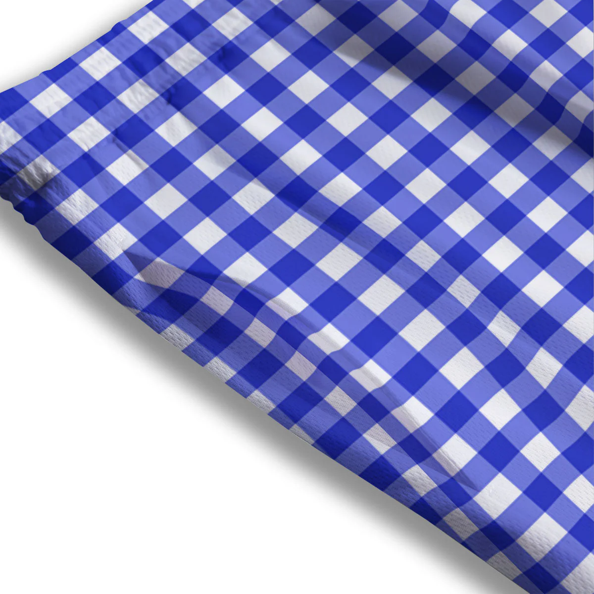 White And Blue Check Print Pattern Mesh Shorts - Image 3