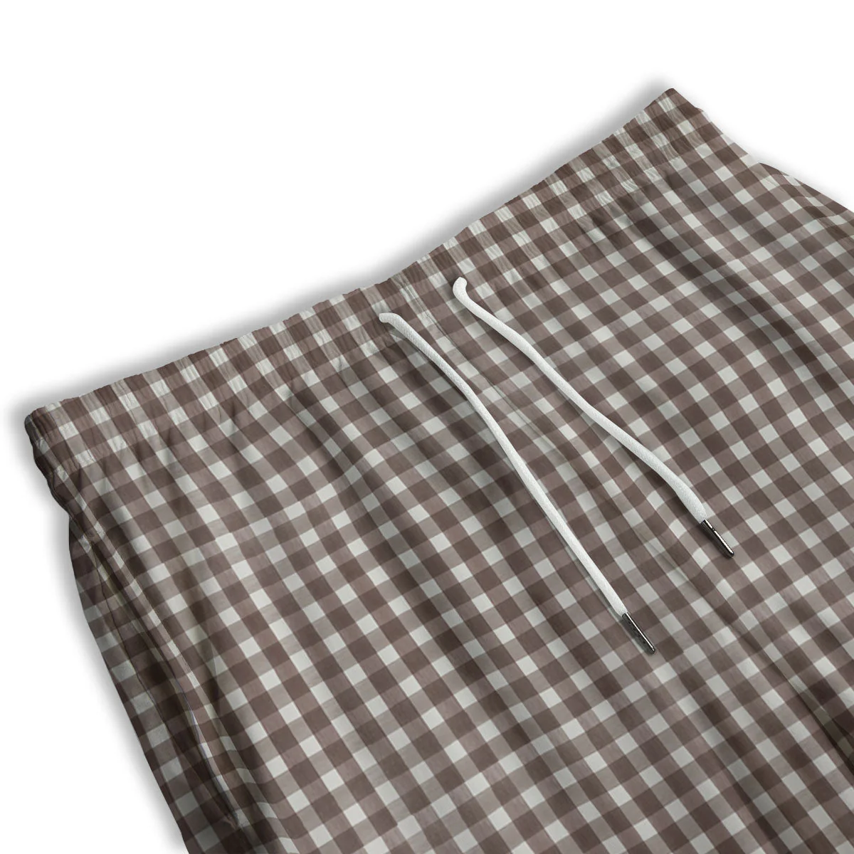 White And Brown Doodle Check Print Pattern Men's Athletic Shorts - Image 3