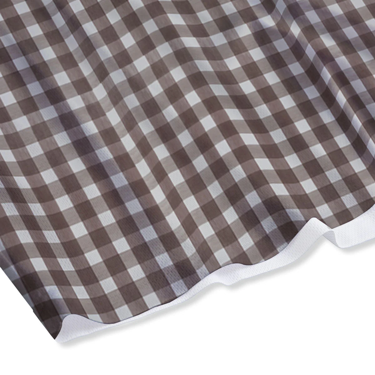 White And Brown Doodle Check Print Pattern Mesh Shorts - Image 4