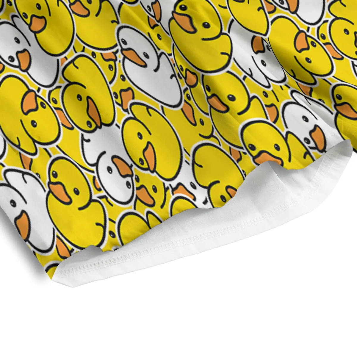 White And Yellow Duck Rubber Print Pattern Men's Athletic Shorts - Image 4