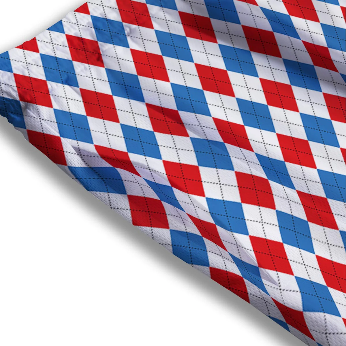 White Argyle And Blue Red Print Pattern Mesh Shorts - Image 3