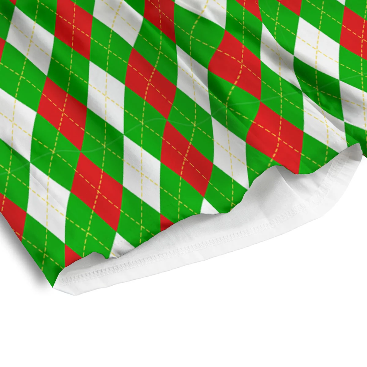 White Argyle And Green Red Print Pattern Men's Athletic Shorts - Image 4