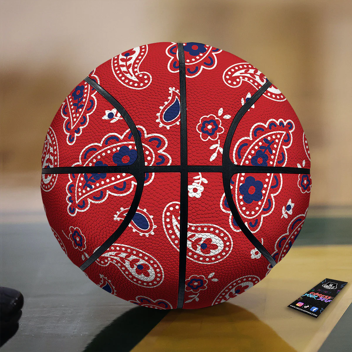 White Bandana And Blue Red Print Basketball