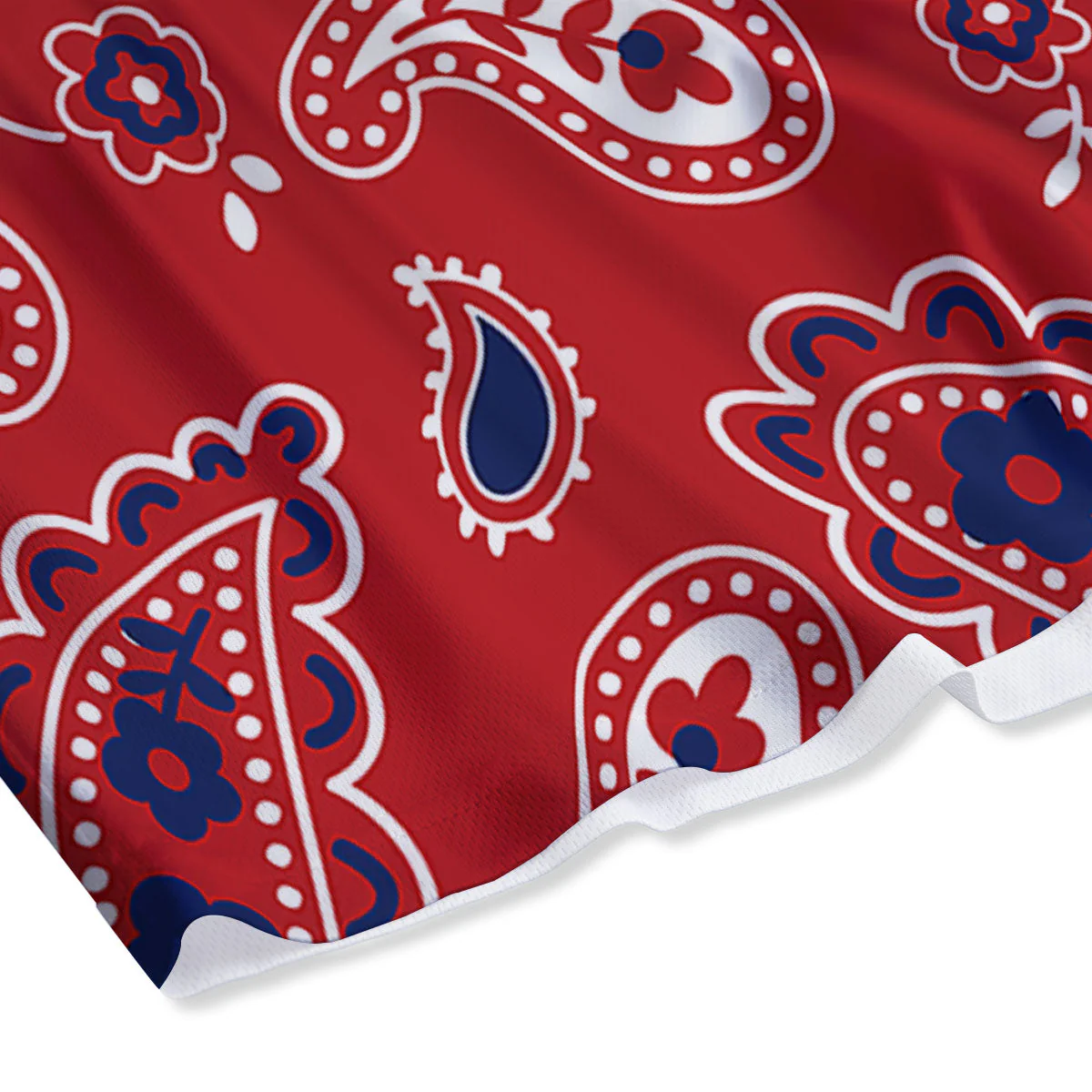 White Bandana And Blue Red Print Mesh Shorts - Image 4