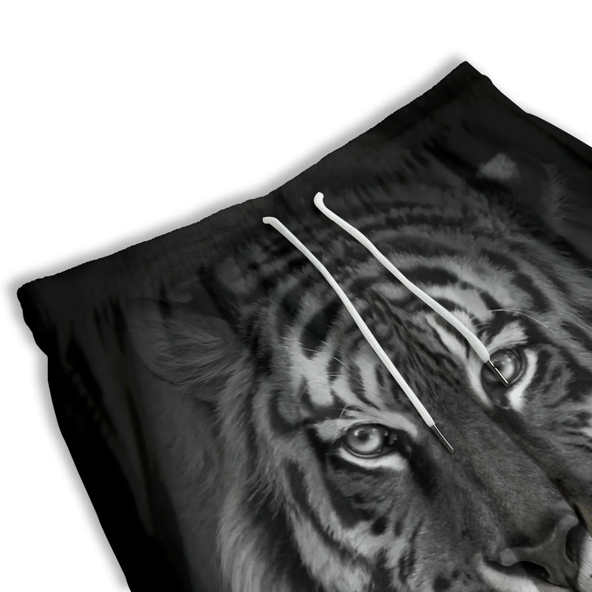 White Bengal Tiger Monochrome Print Men's Athletic Shorts - Image 3